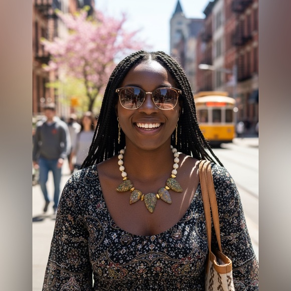 Handmade Jewelry - 16 inch Adjustable African Inspired Choker Necklace